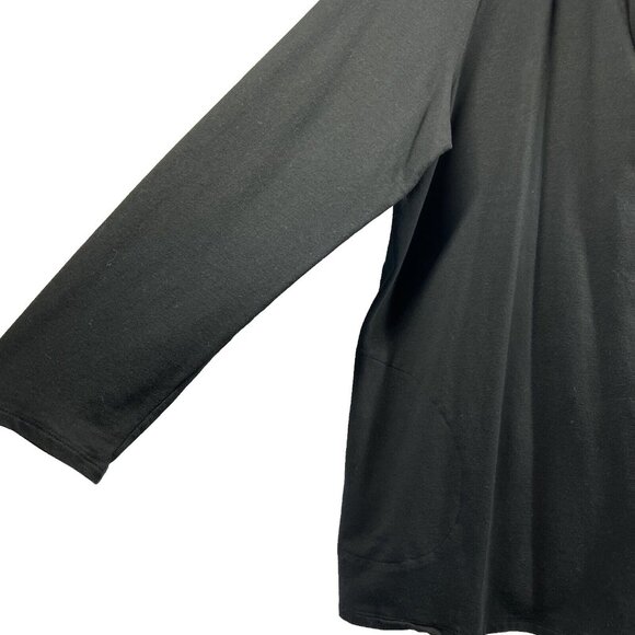J Jill PureJill Women's Crossover Top XL Cowlneck Solid Black Button Long Sleeve - Picture 5 of 9